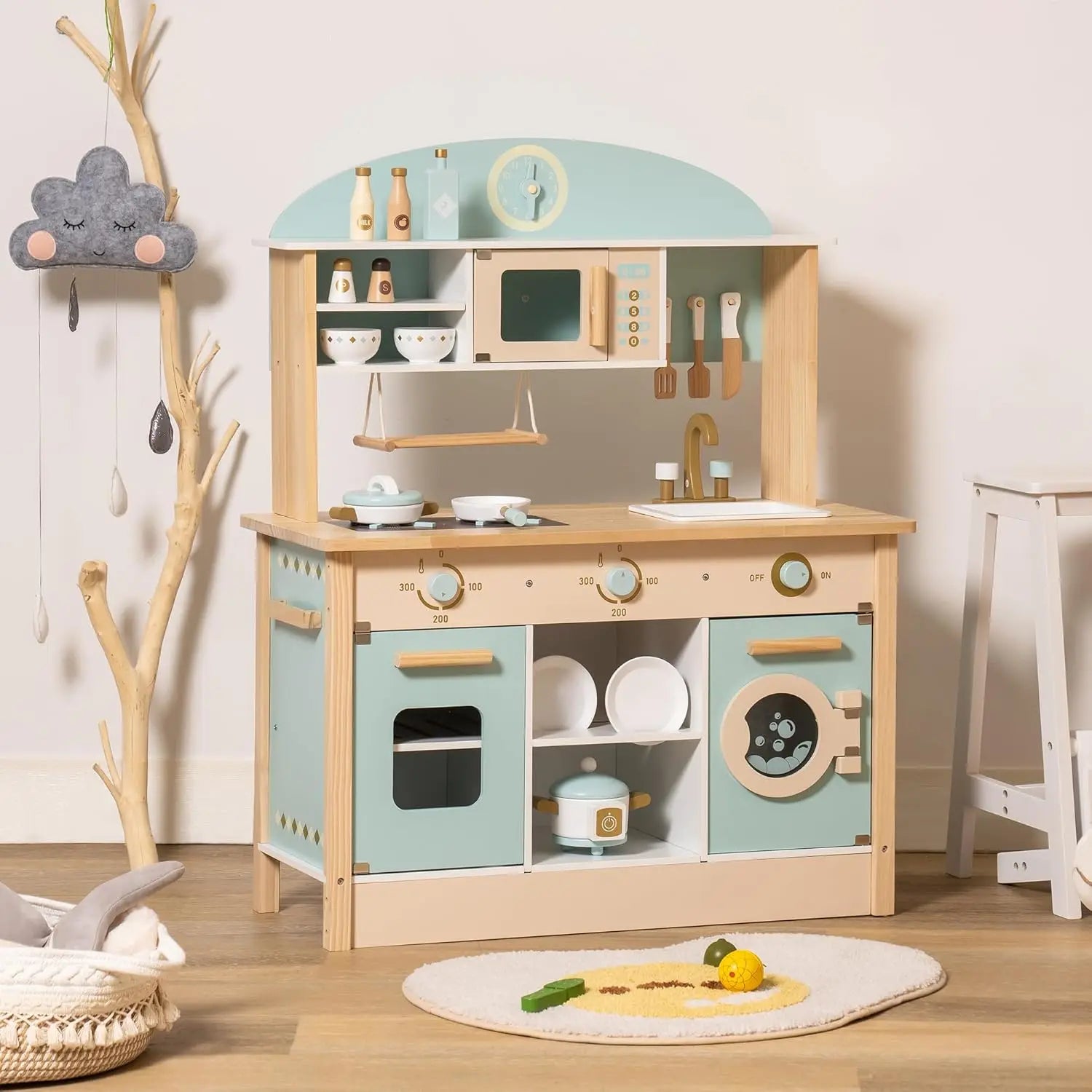 Robotime Robud - Grande Cucina in Legno per Bambini - Gioco di Imitazione Realistico per Bambine e Bambini dai 3 Anni