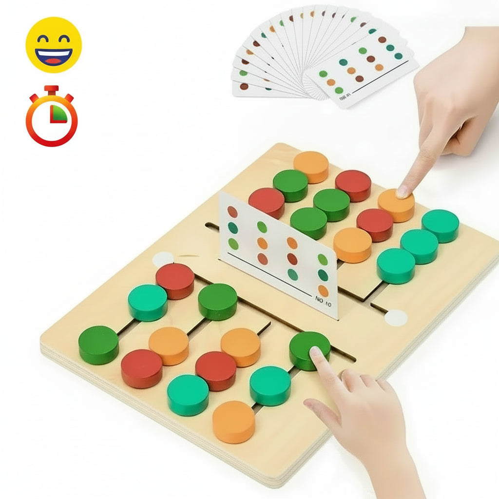 Montessori Holz-Schiebe-Puzzle-Spiel zum Erlernen von Farben