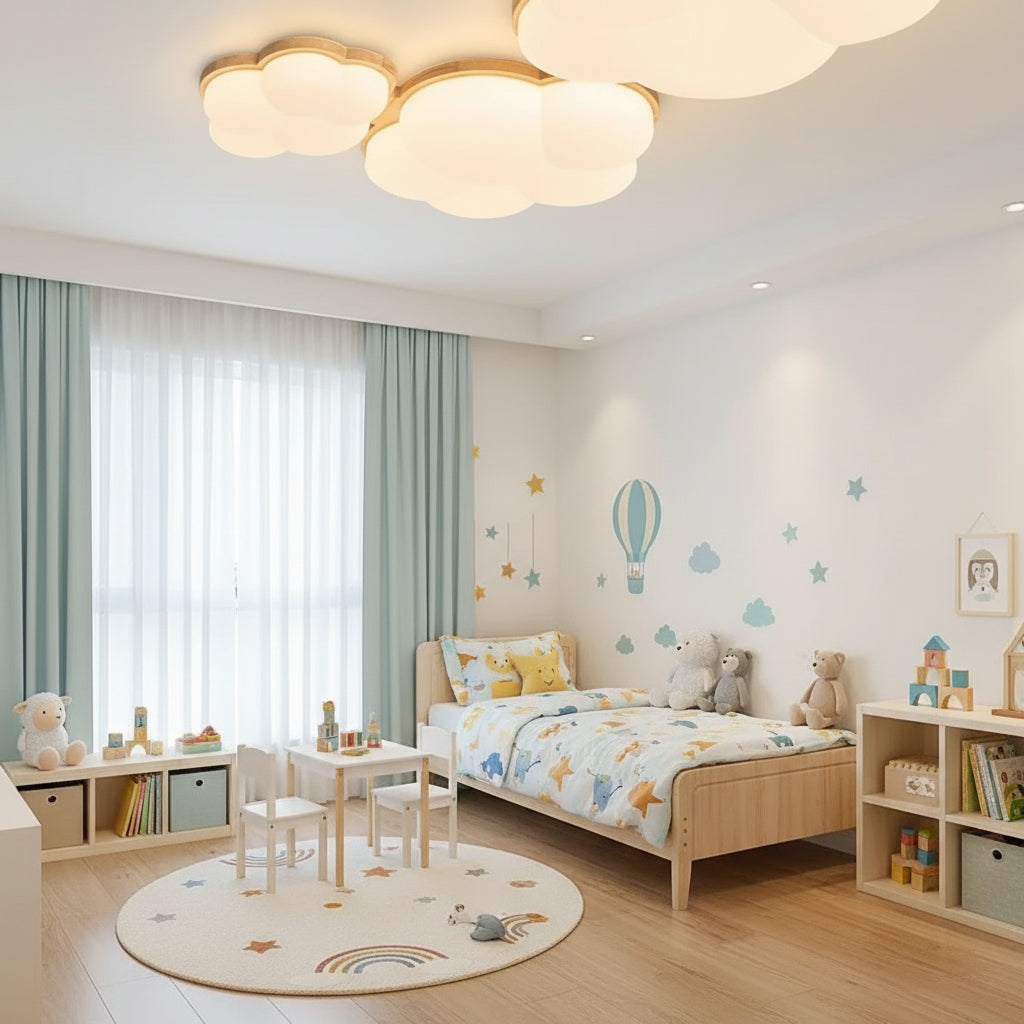 Minimalistische Deckenleuchte Nordische Baumwolle und Holz | Warme Atmosphäre Schlafzimmer