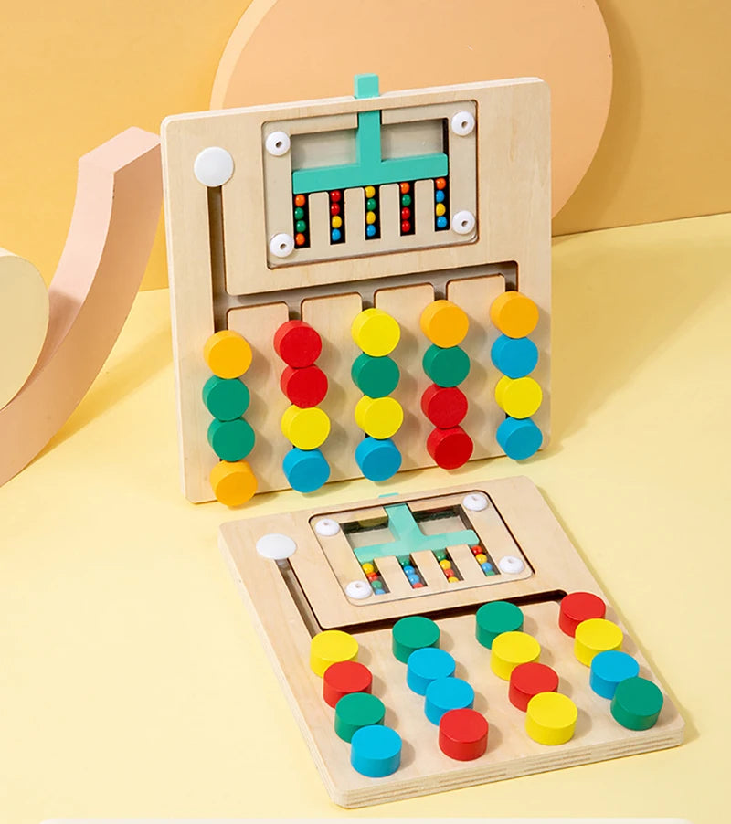 Montessori Holz-Schiebe-Puzzle-Spiel zum Erlernen von Farben