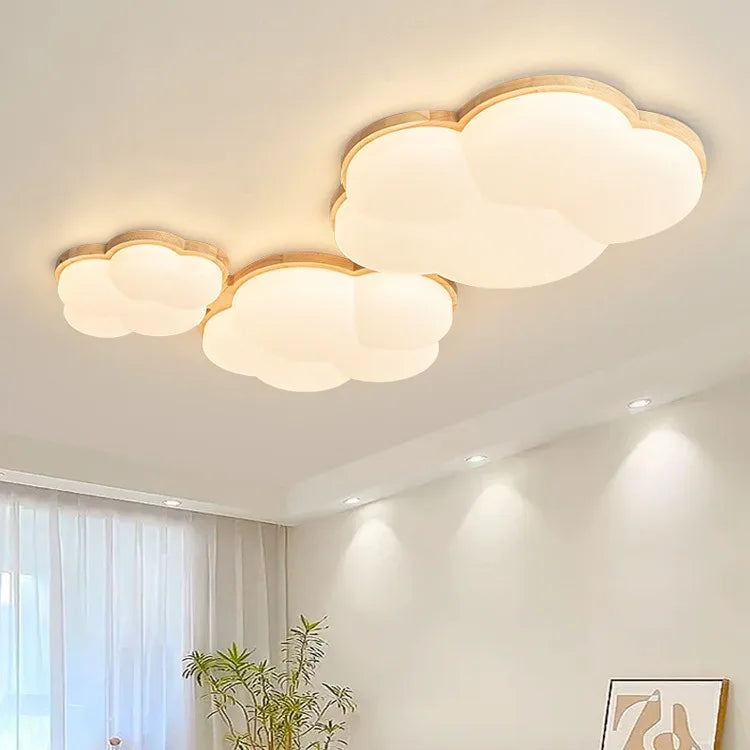 Minimalistische Deckenleuchte Nordische Baumwolle und Holz | Warme Atmosphäre Schlafzimmer