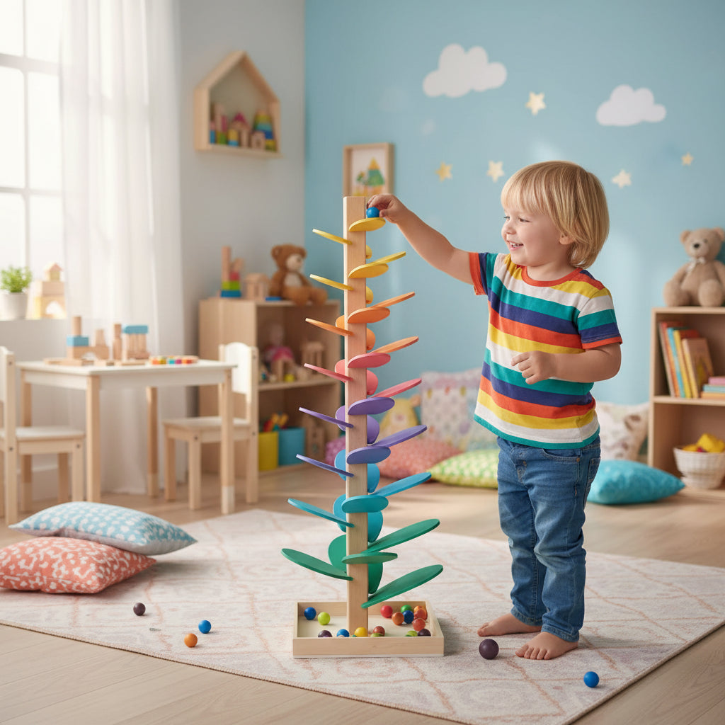 Albero Musicale Arcobaleno in Legno Montessori | Sviluppo Sensoriale e Creativo