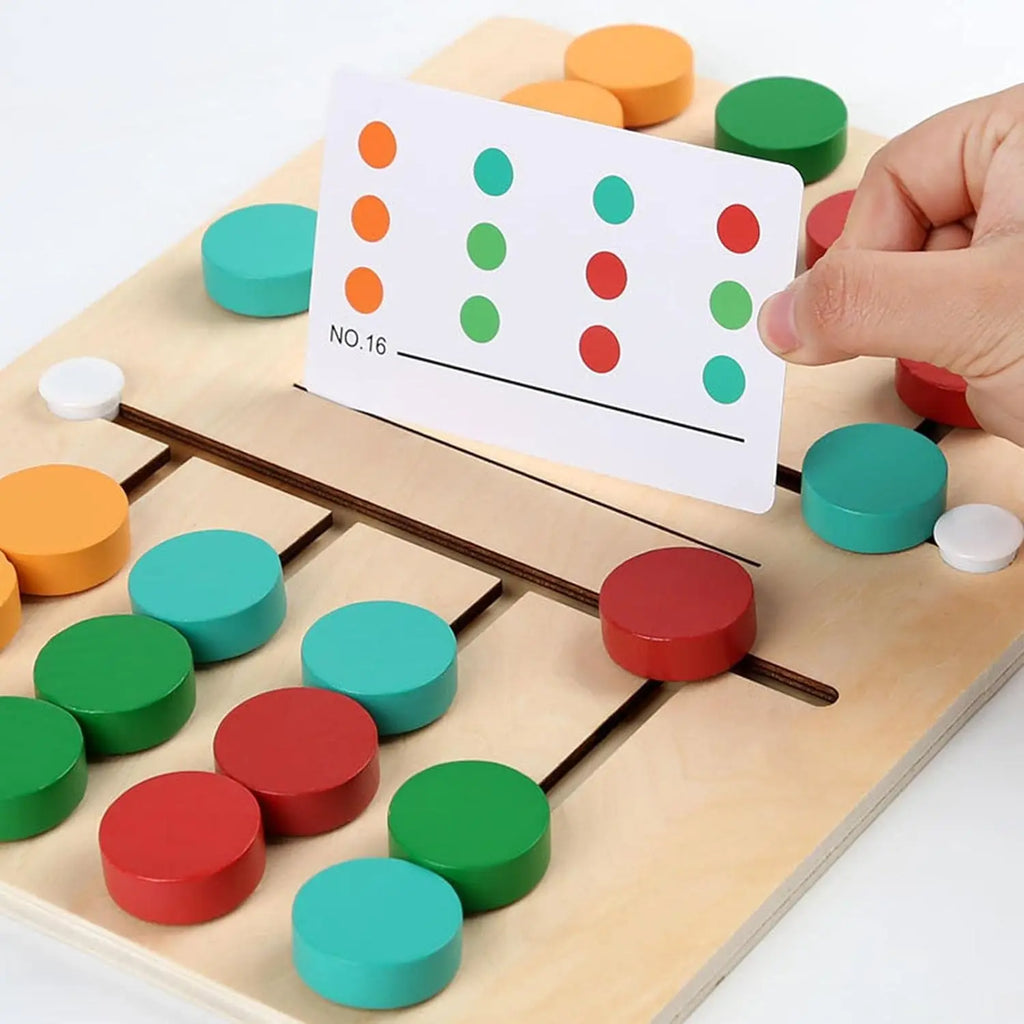 Montessori Holz-Schiebe-Puzzle-Spiel zum Erlernen von Farben