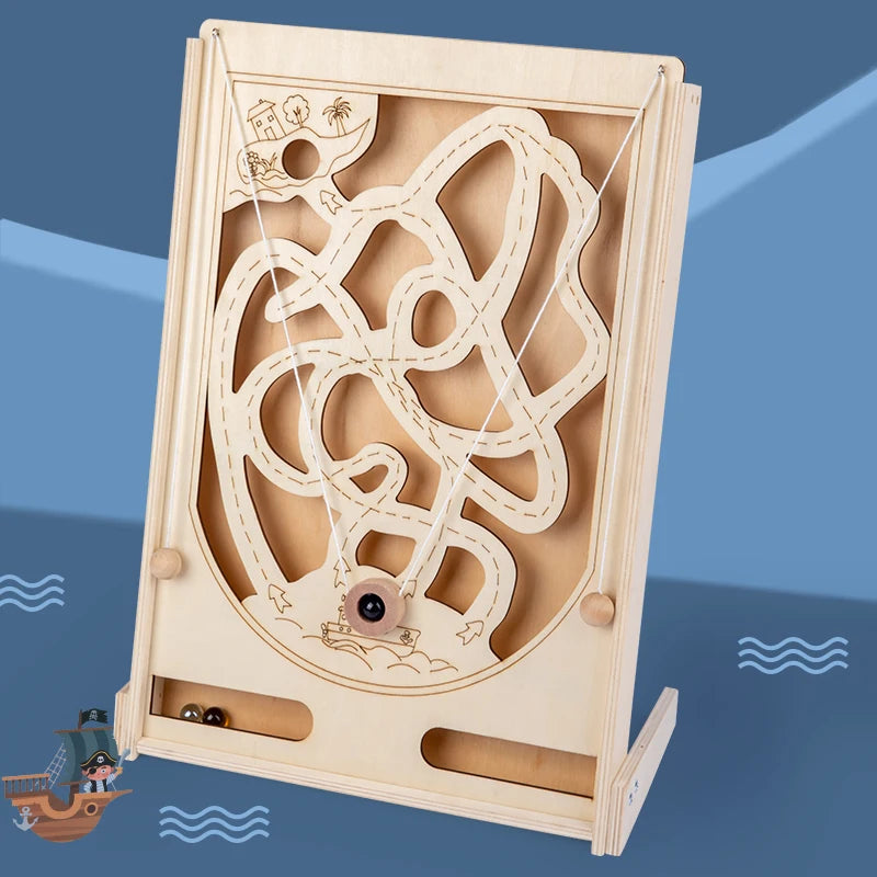 Pirate Marbles Labyrinth Game for Children: Balance and Hand-Eye Coordination