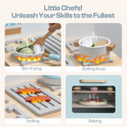 Robotime Robud - Set 3-in-1 Cucina ed Elettrodomestici in Legno (Forno, Frigo, Lavatrice) - Giocattolo di Imitazione Premium Blu