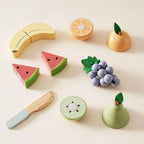 Robotime Robud - Klassische Holzküche: Pädagogisches Rollenspiel mit Schneide-Obst & Gemüse