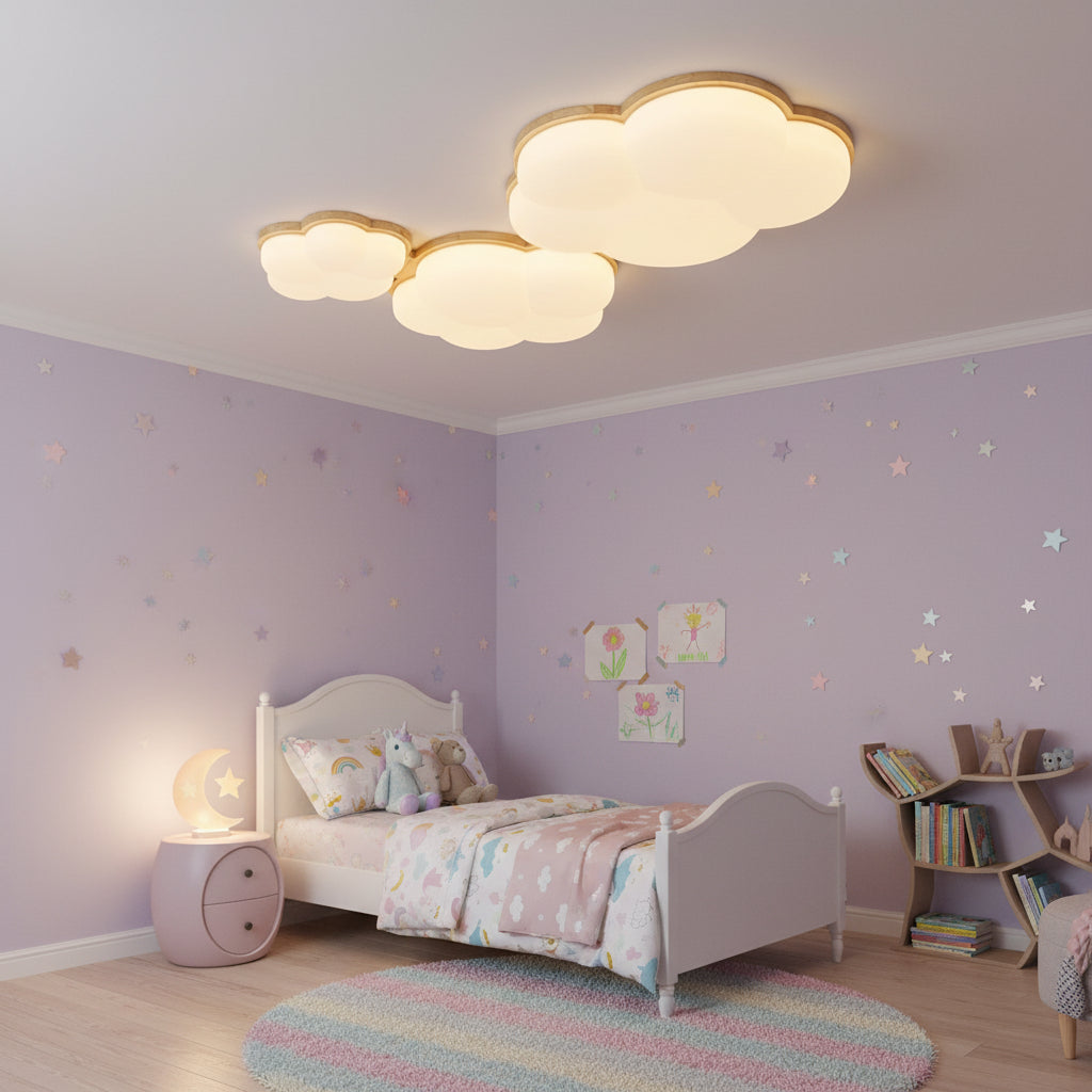 Minimalistische Deckenleuchte Nordische Baumwolle und Holz | Warme Atmosphäre Schlafzimmer