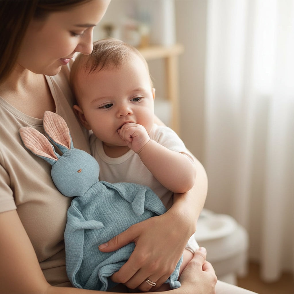 Doudou Coniglietto Lenitivo 100% Cotone Mussola per Sonno Sereno del Bambino