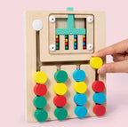 Montessori Holz-Schiebe-Puzzle-Spiel zum Erlernen von Farben