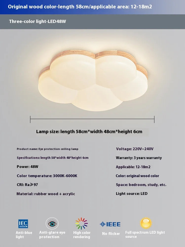 Minimalistische Deckenleuchte Nordische Baumwolle und Holz | Warme Atmosphäre Schlafzimmer