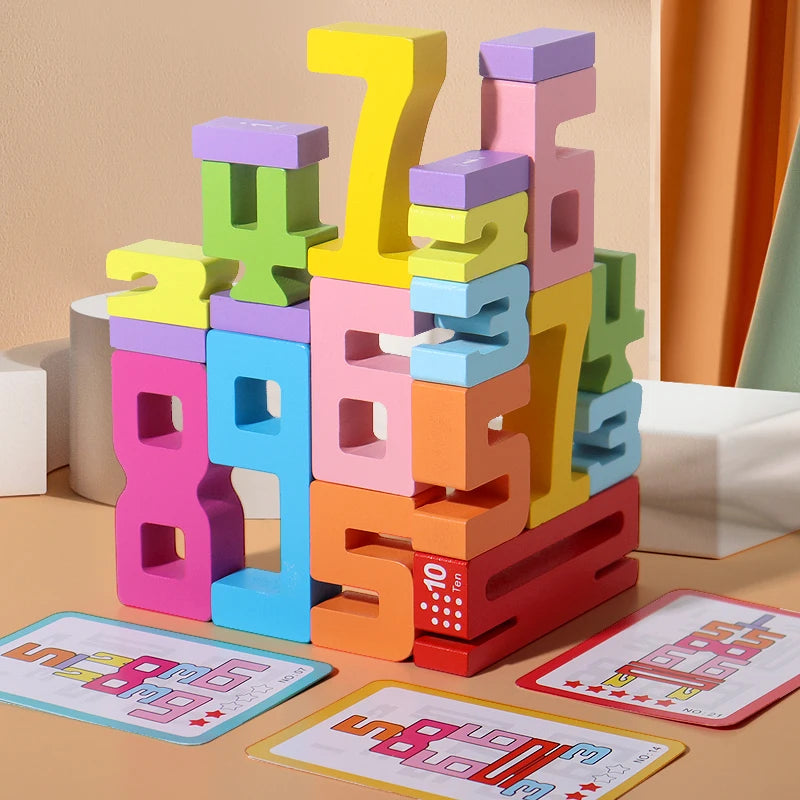 Montessori Natural Wood Building Blocks - Educational and Stackable Toy for Children's Development