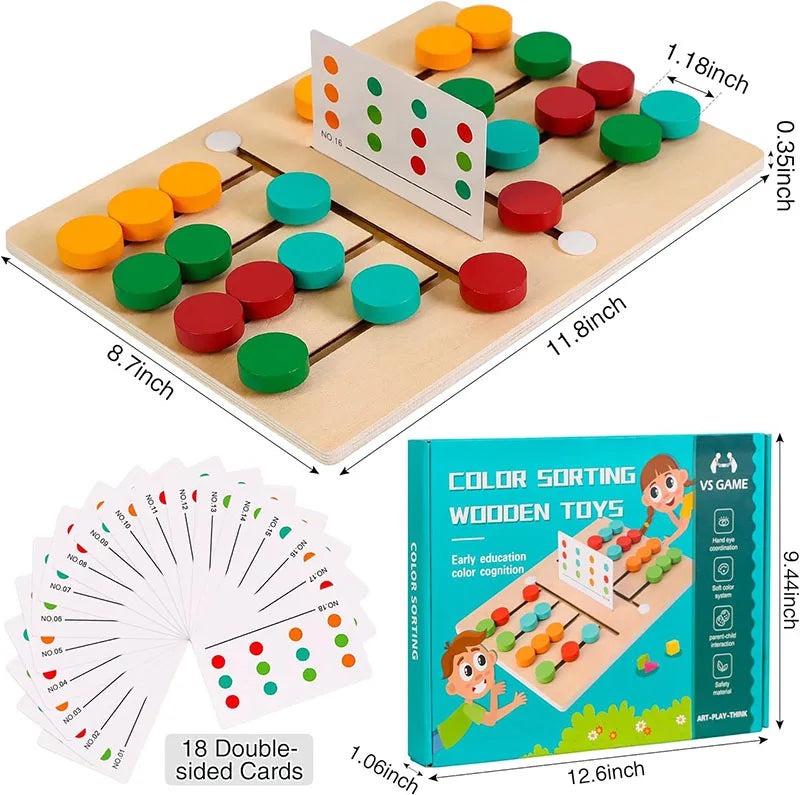 Montessori Holz-Schiebe-Puzzle-Spiel zum Erlernen von Farben