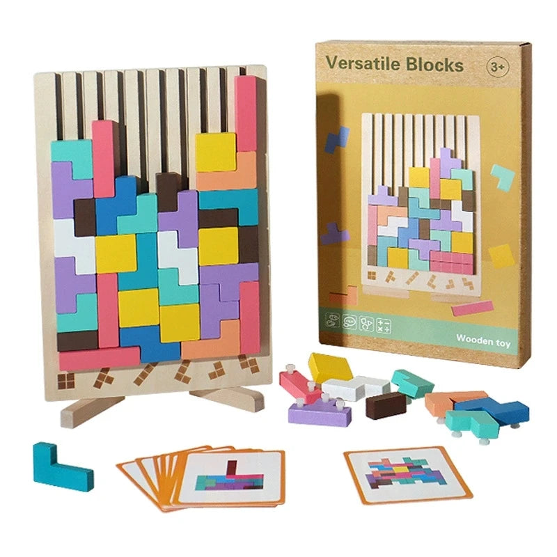 Puzzle 3D Montessori en Bois - Blocs Russes Éducatifs et Intelligents