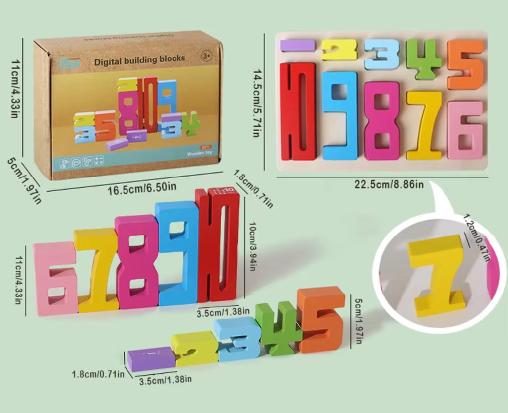 Montessori Natural Wood Building Blocks - Educational and Stackable Toy for Children's Development