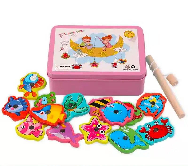 Wooden Educational Toy: Magnetic Fishing Game for Babies and Toddlers (2-5 Years Old)